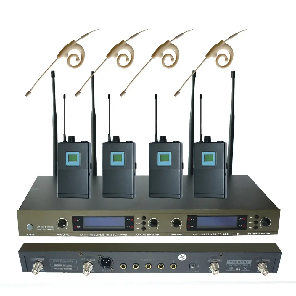 U-4004 UHF Empat Saluran Nirkabel Mic dengan 4 Lembut Kualitas Tinggi E-7 <span class=keywords><strong>Mini</strong></span> Single Ear Kondensor <span class=keywords><strong>Mikrofon</strong></span>