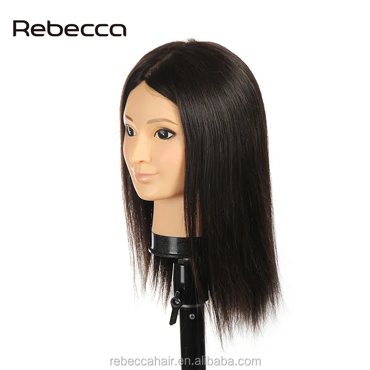 Rebecca 16 ''인간의 머리 여성 사용자 정의 도매 살롱 더미 머리 머리 인형 미용사 훈련 머리 Maniquines 마네킹 머리