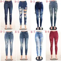 Fashion Street Ripped Jeans Vrouwen, Vrouwen Hoge Taille Dame Jeans Denim Skinny Stretch Jeans