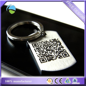 LLavero de código QR personalizado con impresión de círculo en blanco cepillado de Metal - Product Image 4