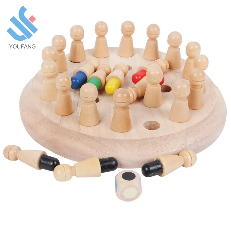 YF-L0214 wooden chess games educational toys colorful brain teaser baby wooden memory chess