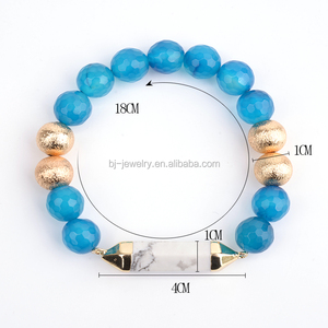 Bojiu joyería azul Piedra Natural oro glosario cuentas de mármol piedra pulsera bar - Product Image 5