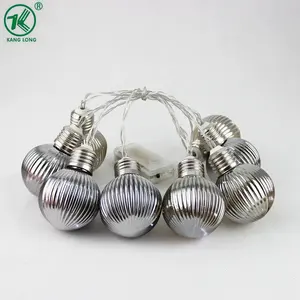 Christmas glass ball Led string light with silver-gray plated