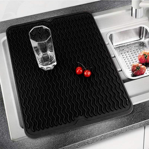 <span class=keywords><strong>Tapis</strong></span> de séchage en Silicone noir de haute qualité, grand <span class=keywords><strong>tapis</strong></span> de vidange pour évier et comptoir de cuisine - Product Image 3