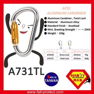 25 KN Quality Durable Outdoor Sports Heavy Duty Twist Lock Climbing Aluminum Carabiner - Product Image 2