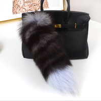 Porte-clés en vraie fourrure de renard, nouveau, garniture en or véritable, queue de renard blanc, accessoire, 2020
