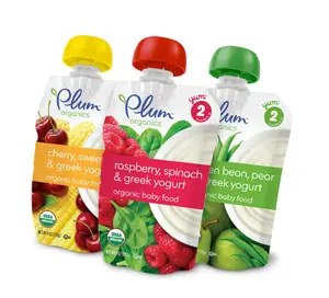 Afdrukken Flexibele Staan Zakje Met Uitloop Voor Baby Sap Pouch Apple Blueberry Fruit Jam Anti-Swallow Deksel Verpakking tas