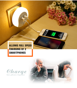 Đèn Ngủ LED Cảm Biến 2 Ổ Cắm Sạc USB Sạc Điện Thoại Di Động 110V 220V 0.5W Đèn Ngủ LED Có Cảm Biến - Product Image 5