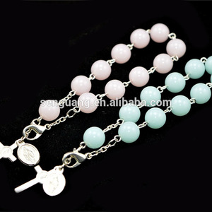 Joyería pulseras Rosario, mosaico pulseras pulsera de moda hermosos regalos de empresa con la <span class=keywords><strong>rosa</strong></span> y la <span class=keywords><strong>cruz</strong></span> centro - Product Image 1