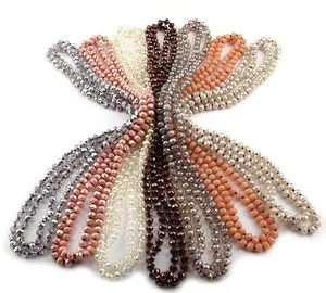 Ожерелье женское из хрустальных бусин, длина 145-150 см, 8 мм