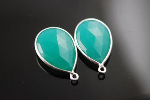 925 Sterling Silver Aqua Chalcedony Gemstone Connector <b>Jewelry</b> <b>Findings</b> & Components - Product Image 1
