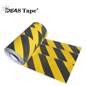 Nueva antideslizante alta tracción seguridad grano Grip cinta tiras adhesivo negro y amarillo