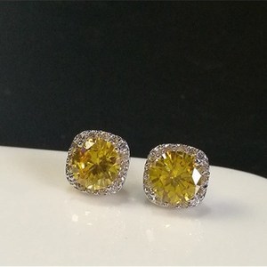 Pendientes de Lujo con <span class=keywords><strong>Circonitas</strong></span> Blancas Cuadradas, Pendientes Dobles con <span class=keywords><strong>Circonitas</strong></span> Multicolores, Plata, Regalo de Año Nuevo para Mujer - Product Image 3