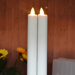 Battery Operated 15 Inch Moving Flame White Led <strong>Taper</strong> <strong>Candles</strong> - Product Image 6