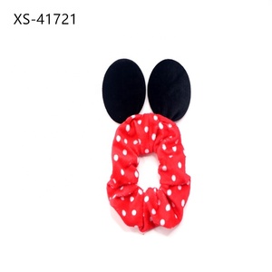 Elastic Hair Velvet Scrunchies Black Mickey Mouses Ears Red Coral Girls Elastic Hair Velvet Scrunchies