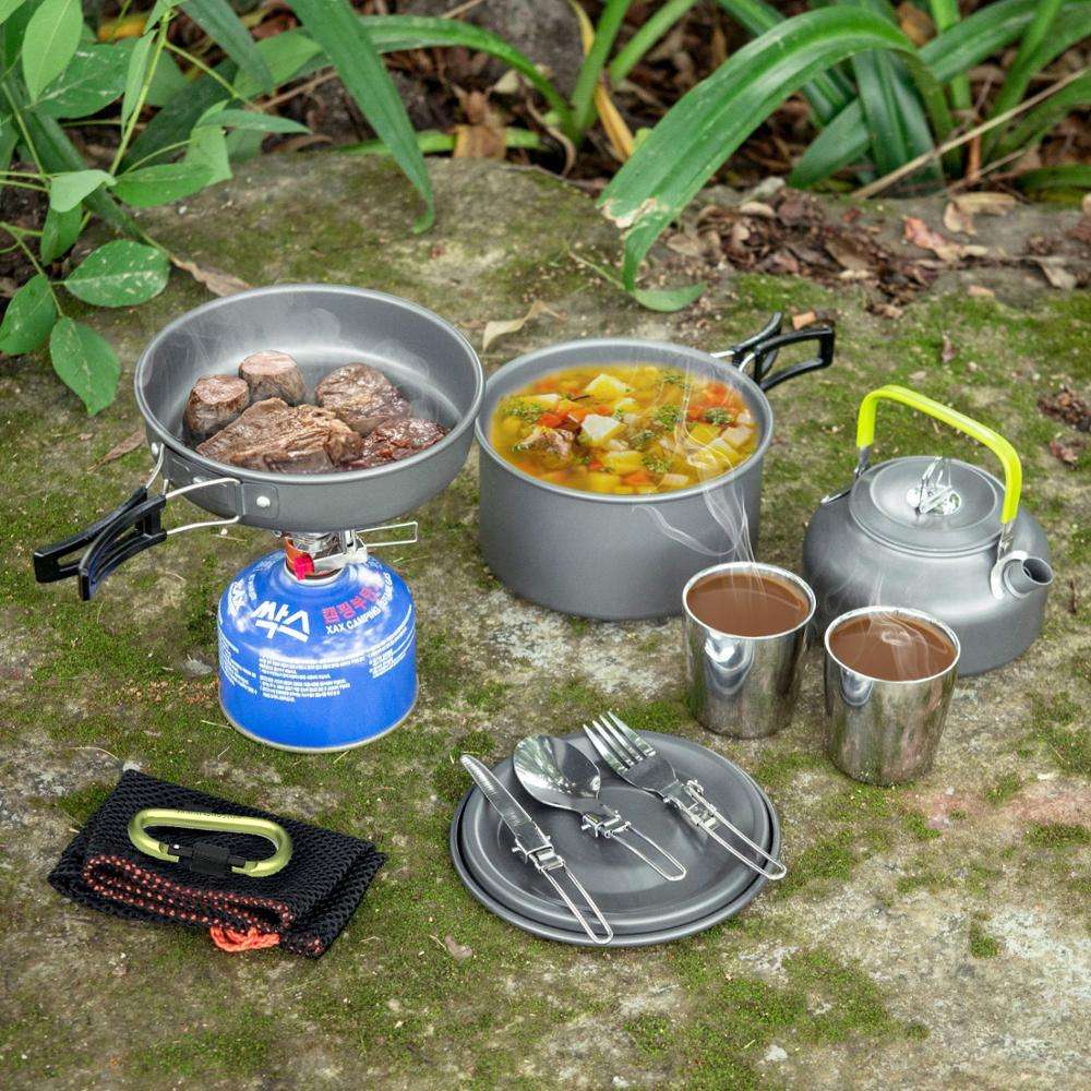 Camping Cookware Set Portable Outdoor Cookware Kettle Cup Pot Set