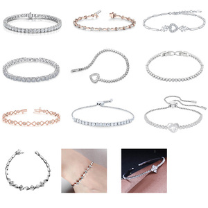 Moissanite Gelang Tangan untuk Anak Perempuan, Gelang Tangan Emas Putih Mewah Berlian 2.5Mm