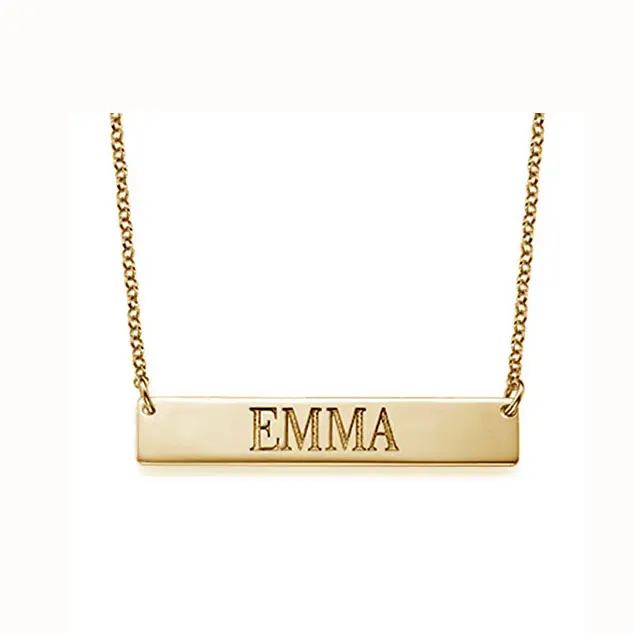 wholesale personalized name plated sterling silver bar necklace