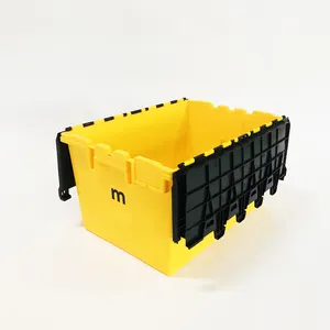 Factory 60L Large Storage Tote Box Plastic Moving Crate With Lid Dolly