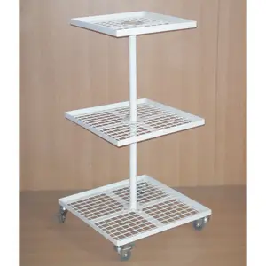 Flat pack 3 tiers stalen plank floor stand vazen pot metalen display rack voor bloemenwinkel