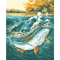 Tekening Canvas Art Olieverf Mensen Staande In De Rivier Vissen Hd Print Posters En Prints Home Decor Uniek Cadeau