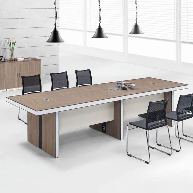 大きなモダンなMFC会議室会議テーブルデスク木製オフィス家具メラミン10人の会議室テーブル