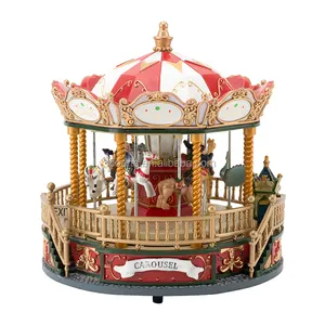 La migliore vendita Custom Dancing Horse Plastic Merry-Go-Round Led Light carousel Music Caja Box Geschenkbox per giocattolo per bambini