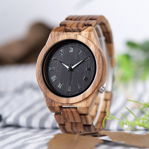 BOBO kuş Men erkek büyüleyici basit yuvarlak izle üst marka kuvars Miyota hareketi ile su geçirmez Zebrawood kayış ahşap