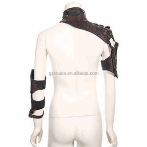 Corzzet en cuir PU marron, 1 épaule dénudée, manches interchangeables, Steampunk, gaine de bras, rétro <span class=keywords><strong>gothique</strong></span>, gants chauds - Product Image 5
