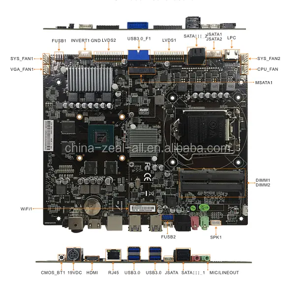 LGA 1151เมนบอร์ด NVD GTX 1050Ti กราฟิกการ์ดที่มี2 DDR4/4 SATA ระบบฝังตัวเมนบอร์ด