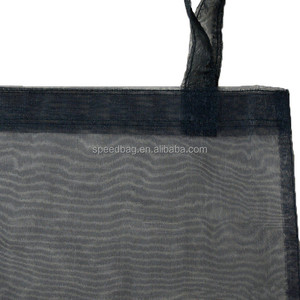 Cabas en organza avec logo imprimé personnalisé sac fourre-tout pour dames sac à provisions transparent en maille portable en coton pour les voyages en plein air - Product Image 5