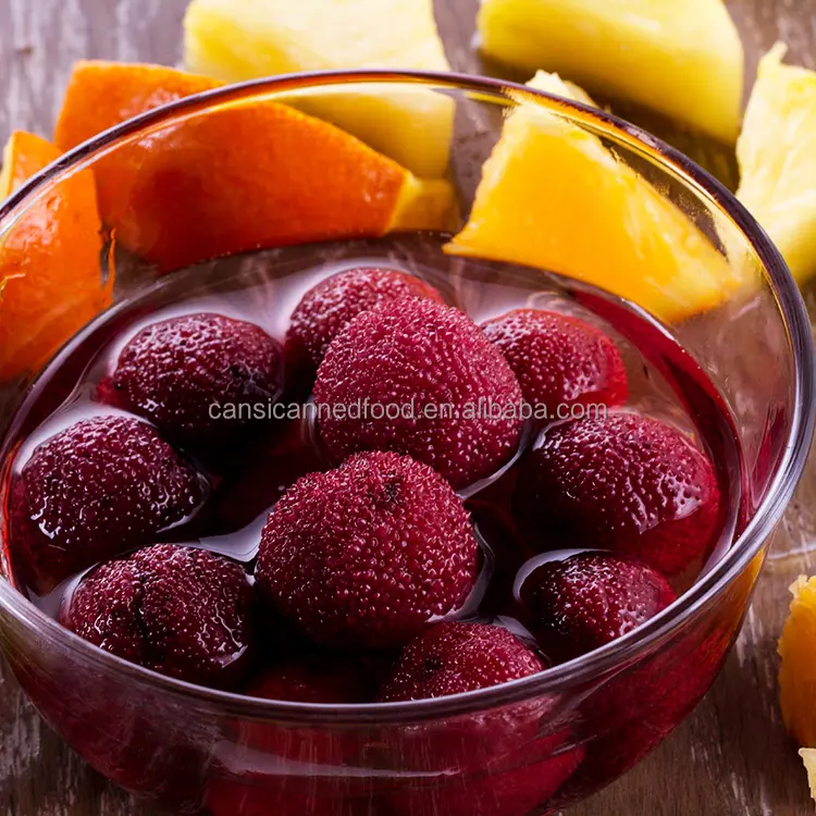 Chinese Rode Bayberries/waxberries Ingeblikt Fruit in Licht Siroop