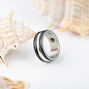 Pasokan Pabrik Perhiasan Pria Cincin Baja Terapi Magnetik Baja Tahan Karat Berlapis Hitam untuk Dijual - Product Image 5