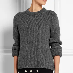 Winter women chunky knit ribbed cashmere sweater pullover