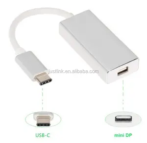 USB 3.1型C至迷你DP电缆适配器USB-C至迷你显示端口转换器电缆支持4K用于Macbook pro ChromeBook像素