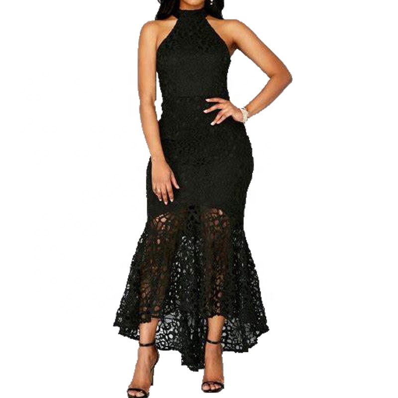 Plain Fishtail Long Dress Elegant Sleeveless Maxi