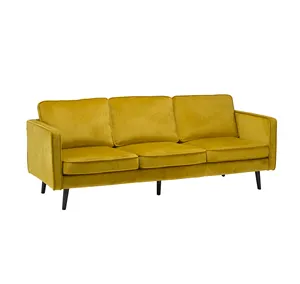 Gelbes Samts ofa OEM Velvet Hotel Sofa, bequeme Couch Wohnzimmer Sofa für Zuhause, Drei Sitze Sofa Großhandel