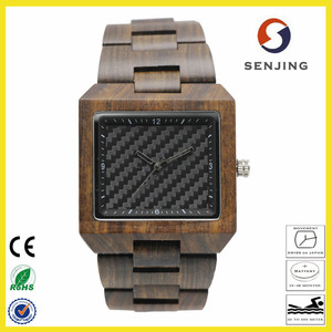 2017 diseño de moda logotipo personalizado caja cuadrada de madera reloj, su logo oem reloj de madera de lujo para los hombres - Product Image 4