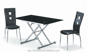 DT323 chrome noir peinture <span class=keywords><strong>verre</strong></span> pas cher à manger <span class=keywords><strong>table</strong></span> et chaise - Product Image 1