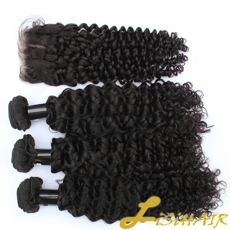 Grade 10A Factory Unprocessed Malaysia Hair Mink Raw Curly Human Hair Bundle With Closure