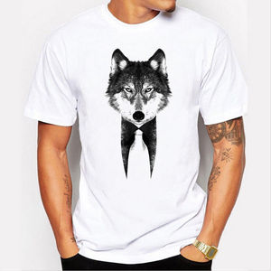 Custom Wolf diseño hombres impreso algodón <span class=keywords><strong>camiseta</strong></span> <span class=keywords><strong>blanca</strong></span> - Product Image 3