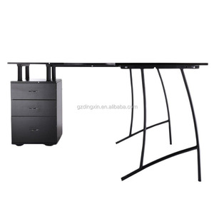 Nero Angolo Scrivania Del Computer Home Office PC Da Tavolo con 3 Cassetti a Forma di L - Product Image 3