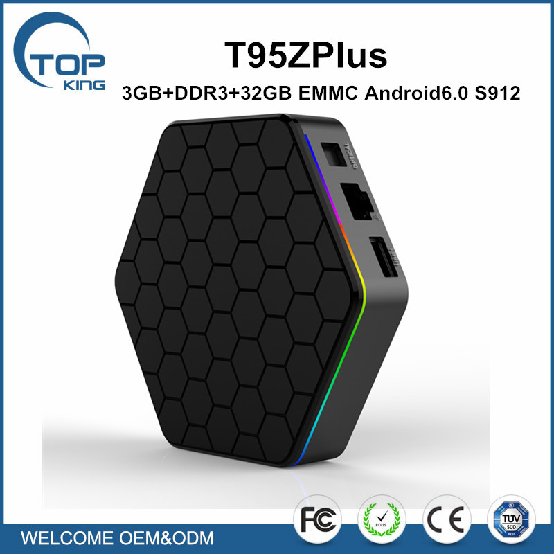 T95Z Plus TV Box 3 GB/32 GB Amlogic S912 Octa Core Android 6.0 cuadro de tv android con 2.4G + 5G + Bluetooth