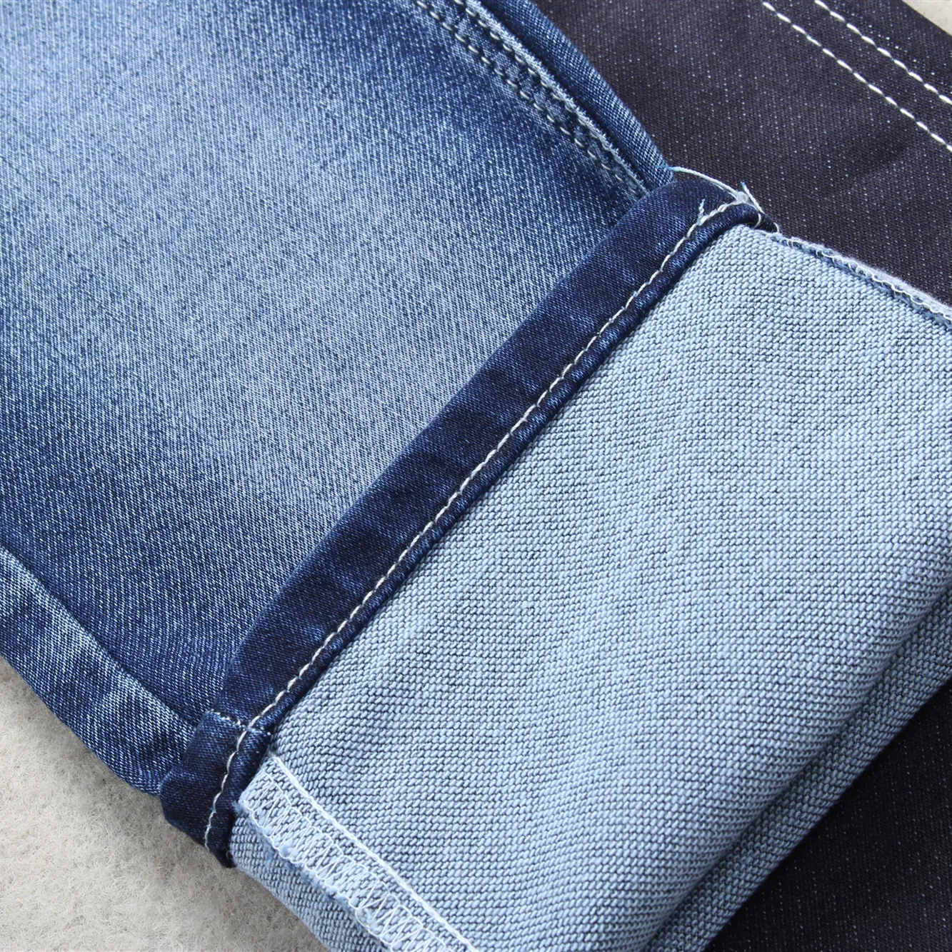 B3177A-A algodão poliéster lycra falso malha denim tecido jeans
