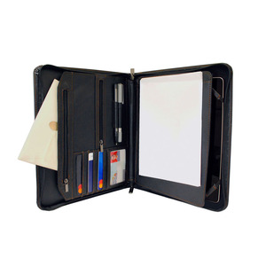 <span class=keywords><strong>A4</strong></span> cremallera pu Carpeta de cuero pu zip cartera de documentos con tabletas caso - Product Image 3