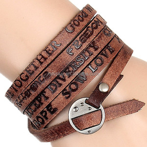 <span class=keywords><strong>Bracelet</strong></span> en <span class=keywords><strong>cuir</strong></span> véritable haut de gamme avec inscription estampée, <span class=keywords><strong>bracelet</strong></span> en <span class=keywords><strong>cuir</strong></span> de vache à 5 couches avec inscription estampée - Product Image 2