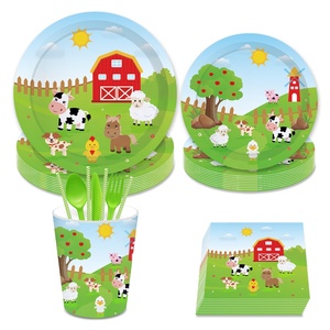MM020 <span class=keywords><strong>granja</strong></span> tema partido vajilla conjunto animal de fiesta mesa para niños cumpleaños - Product Image 3