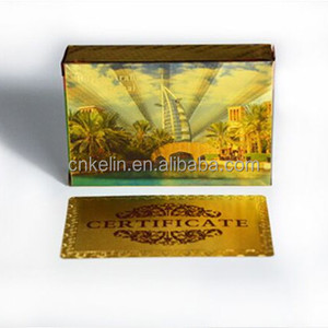 Thẻ Chơi Vàng Dubai <span class=keywords><strong>Burj</strong></span> <span class=keywords><strong>Al</strong></span> Arab 24K Với Hộp Gỗ Và Thẻ Bảo Hành Vàng - Product Image 6