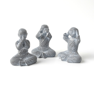 Matériau de résine antique couleur Trois Sages Moines Rien Entendu, Ne Voient Pas Le Mal, Ne Parlez Pas Mal petit bébé moine statue - Product Image 2