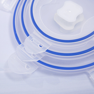 Nhỏ In Niêm Phong Lò Vi Sóng Vòng Nhựa Thực Phẩm Container Với Nắp Màu Đỏ - Product Image 5